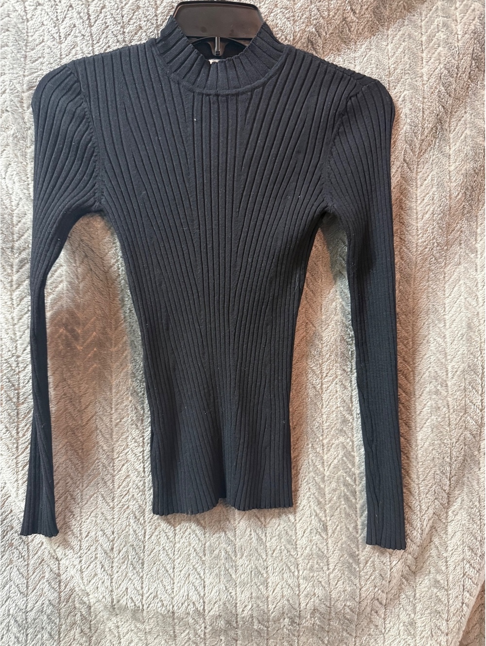 H&M Black Ribbed Long Sleeve Sweater, Size XS
